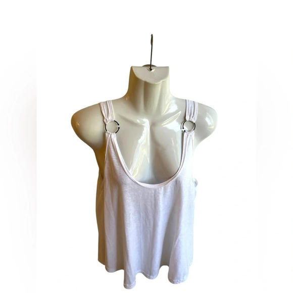 We The FREE PEOPLE Carly Metal Ring Scoop-Back White Tank Top Sz M - Picture 3 of 9